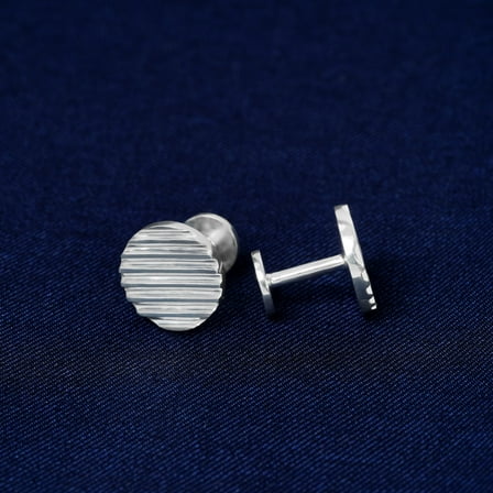 LavaJewelry, Striped Circlet Cufflinks Cufflinks, 925 Sterling Silver, Silver Cufflinks for Man
