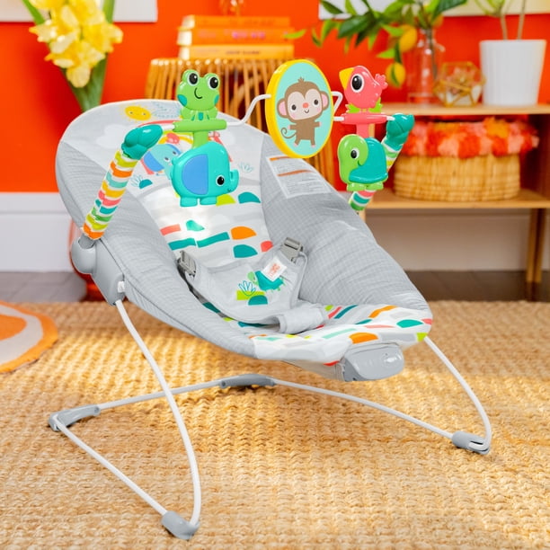 Bright Starts Playful Paradise Vibrating Baby Bouncer, Self Bounce