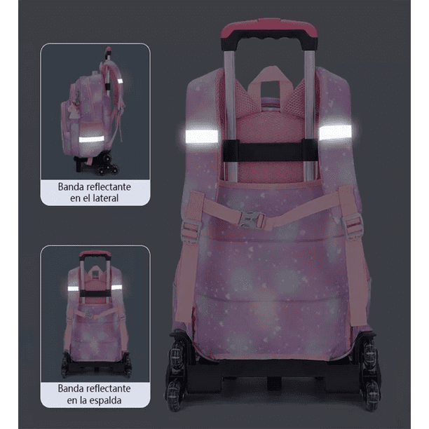 Mochila De Carrito Unicornio Bolsa Primaria Las Ruedas Morado