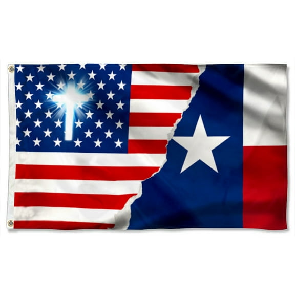 Cayyon Jesus Flag 3x5Feet Texas American Christian Cross Grommet Flag Banner with 2 Brass Grommets