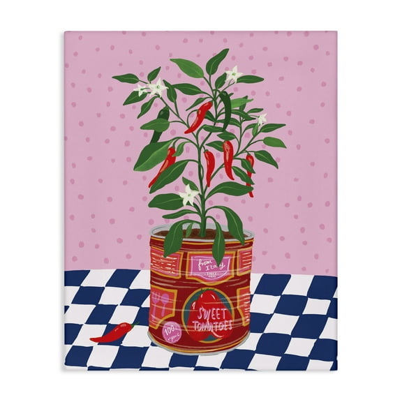 Stupell Industries Pepper Plant in Tin Food & Beverage Painting Wrapped Canvas Art Print Wall Art, 16 x 20