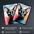 thumbnail image 2 of Siamese Cat Lover Gift Pet Portrait Blue Orange Pink Artwork Painting Artwork Framed Wall Art Print A4, 2 of 5