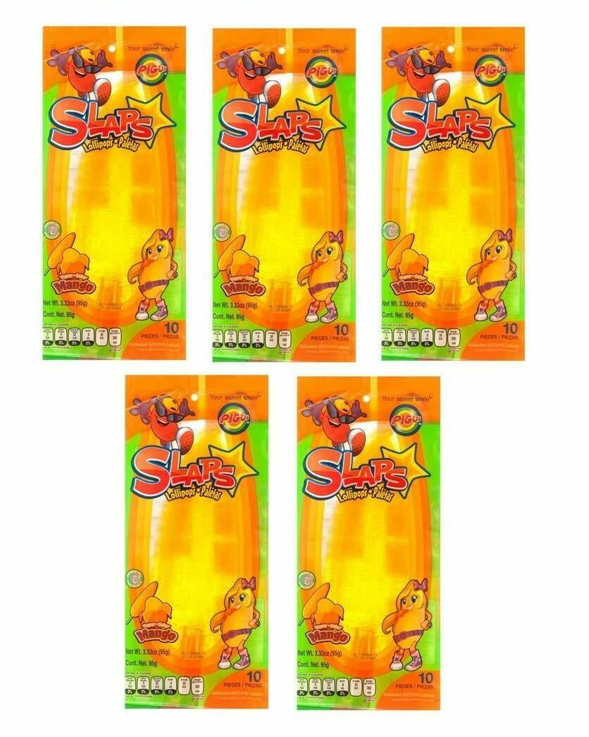Mexican Slaps Lollipop Candy Mango Flavor - Dulces Pigui Paletas, 50 Pieces