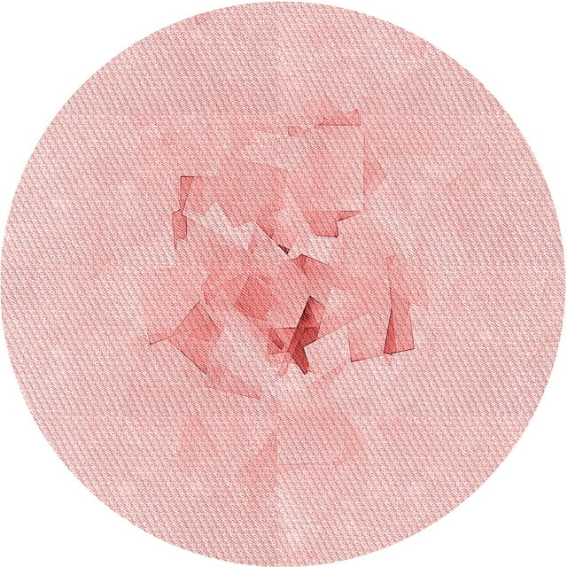 Ahgly Company Machine Washable Indoor Round Transitional Pastel Red Pink Area Rugs, 4' Round