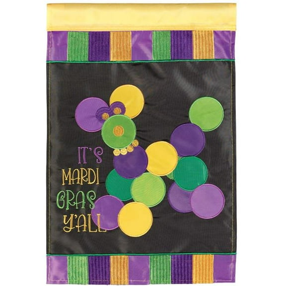 Magnolia Gardens M011665 13 x 18 in. Mardi Gras Bead Dog Garden Flag