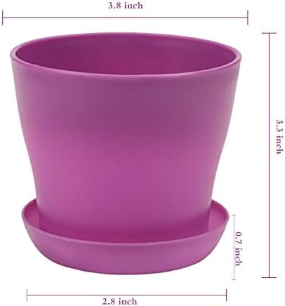 10 Pcs Plastic Planters Indoor Flower Plant Pots, Mini Flower Seedlings Nursery Pot/Planter/Flower Pot with Pallet, Modern Decorative Gardening Containers (Purple)