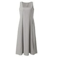 thumbnail image 4 of vigerkar Women's Summer Cotton Linen Long Dress Sleeveless Elegant Flowy Dresses Plus Size Loose Comfy Dress with Pockets Grey, S, 4 of 5