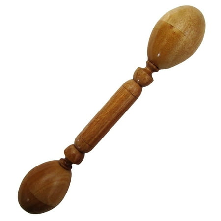 Double Maraca Musical Instrument - Solid Natural Wood - Egg Shaker Rattle Toy