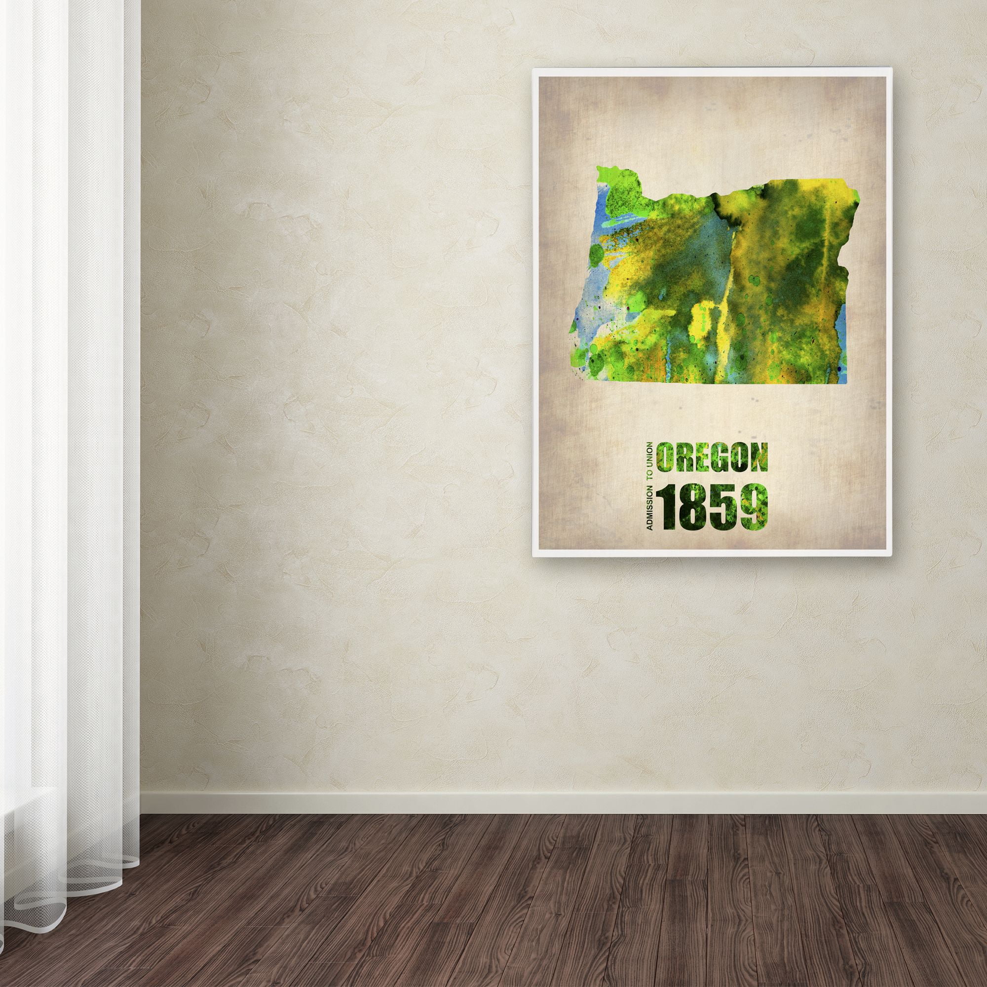 Trademark Fine Art "Oregon Watercolor Map" Canvas Art by Naxart