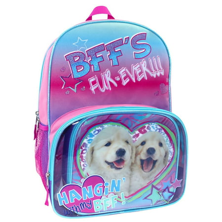 Fashion Dog Twins BFF Fur-Ever Golden Lab Puppy Dog Backpack with Lunchbox