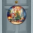 thumbnail image 2 of Merry Christmas Australian Cattle Dog Santa Hat Xmas Tree Winter Holiday Round Wood Sign Heeler Lover Gifts Hanging Wall Home Decor - 01013, 2 of 5
