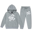 thumbnail image 4 of RUTAYY Girls 2 Piece Outfit Long Sleeve Hoodie and Sweatpants Set Letter Print with Pockets for Kids Daily Casual Outfit Grey, 4 of 4