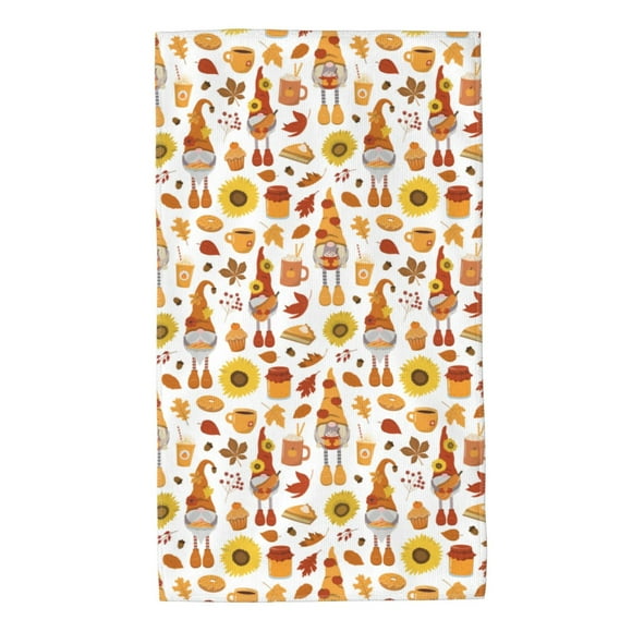 Fotbe Gnomes Autumn Harvest Toalla Premium con Patrón, Toalla de Microfibra de Secado Rápido, Ligera y Altamente Absorbente (27.5x16in), Ideal para Uso Diario