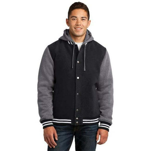 Sport-Tek ® Insulated Letterman Jacket. Jst82 L Black/ Vintage Heather