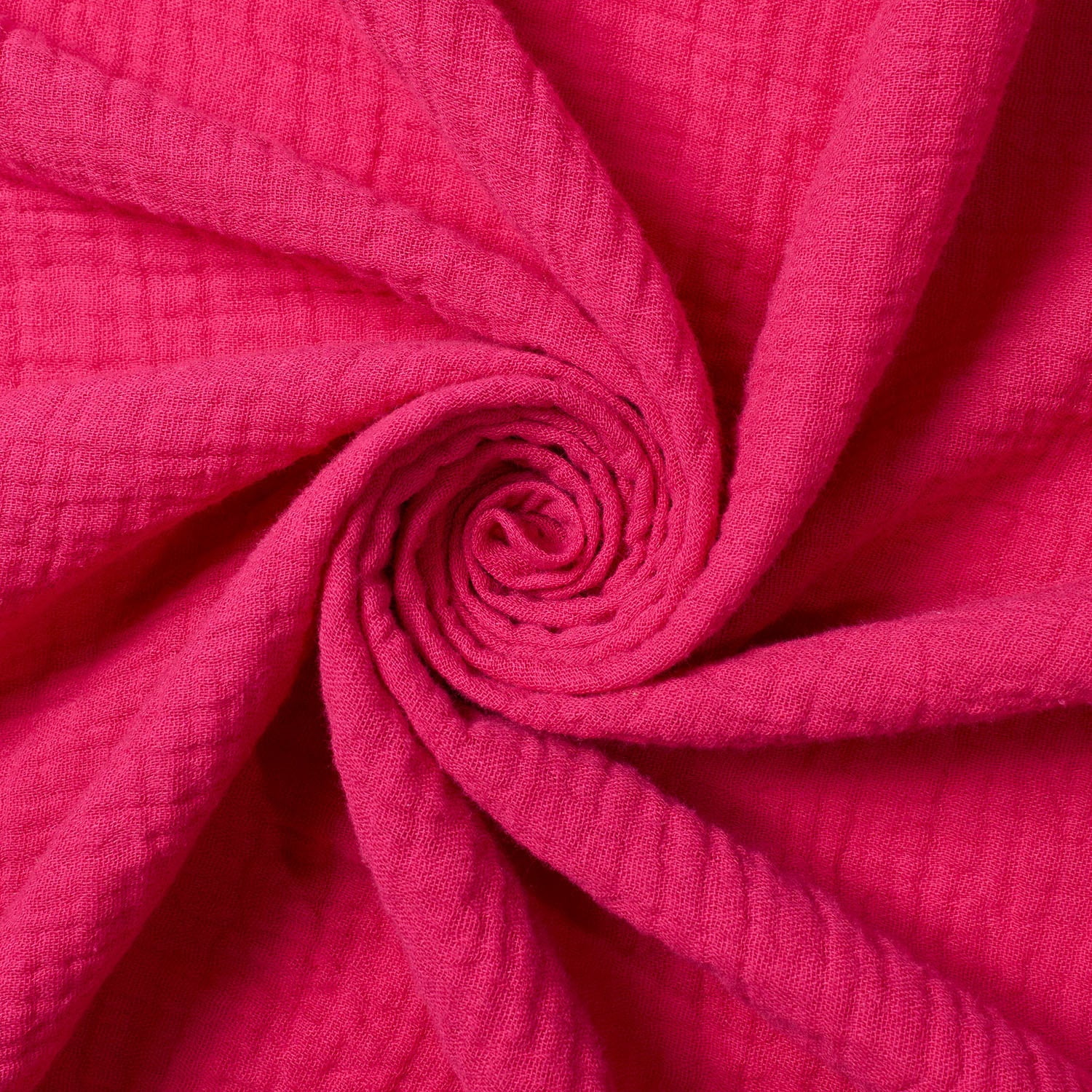 Double Cotton Gauze Fabric Woven Sheer Crinkle Texture Gause Cloth Material By The Yard & Wholesale - Fuchsia (1 Yard)
