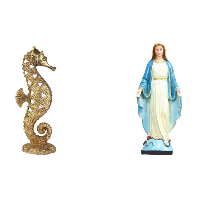 Escultura de resina dorada de María, adorno para oficina, dormitorio, sala de estar, armario, chimenea, estatua religiosa católica de Jesús