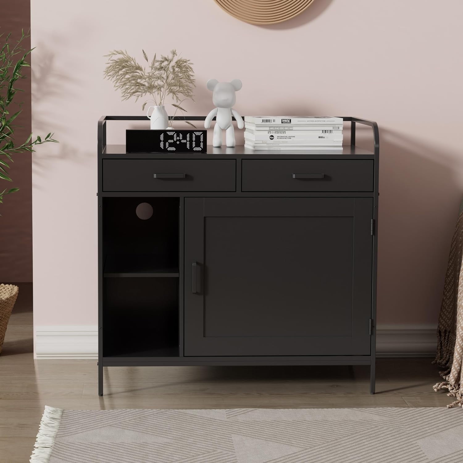 WISHIVE Litter Box Enclosure with Drawers, Hidden Cat Litter Box Enclosure, Cat Litter Box