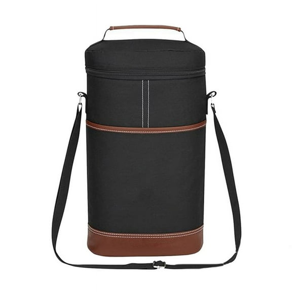 2 Bottle Wine Bag Wine Carrier Tote Bag, Leakproof & Insulated Wine Cooler Bag Wine Bottle Gift Bag Black