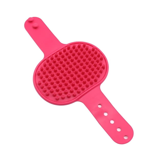 Cepillo de baño para mascotas de color rojo rosa (E), cepillo de silicona con diseño de flor de ciruelo, guante de baño para perros de pelo corto, cepillo de masaje para gatos, suministros