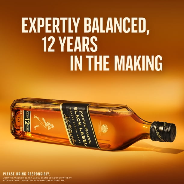 Johnnie Walker Black Label Scotch Whisky, 1L, 40% ABV - Walmart