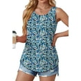 thumbnail image 3 of Fantaslook Womens Tank Tops Dressy Casual Sleeveless Blouses Crew Neck Pleated Tunic Shirts Summer Tops, 3 of 9