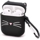 thumbnail image 1 of Linda funda para Airpods, funda para Airpods 2, divertidos animales de dibujos animados en 3D, bigote negro, gato, gatito, protección completa, a prueba de golpes, funda de silicona suave con llavero para Airpods 1 y 2 BANYUO Electrónica, 1 of 4