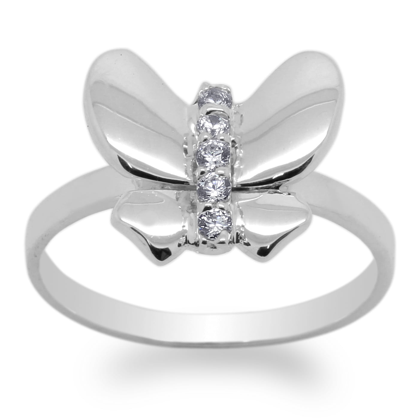 JamesJenny Womens 14K White Gold Butterfly Shaped Band Ring Size 4-10 