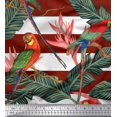 thumbnail image 1 of Soimoi Rayon Crepe Fabric Tropical Leaves,Stripe & Parrot Bird Printed Fabric 1 Yard 46 Inch Wide, 1 of 1