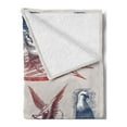 thumbnail image 2 of American Soft Flannel Fleece Blanket, Vintage National Symbols Hand Drawn Style Abraham Lincoln Eagle Statue of Liberty, Cozy Plush for Indoor and Outdoor Use, 70" x 90", Multicolor, by Ambesonne, 2 of 5