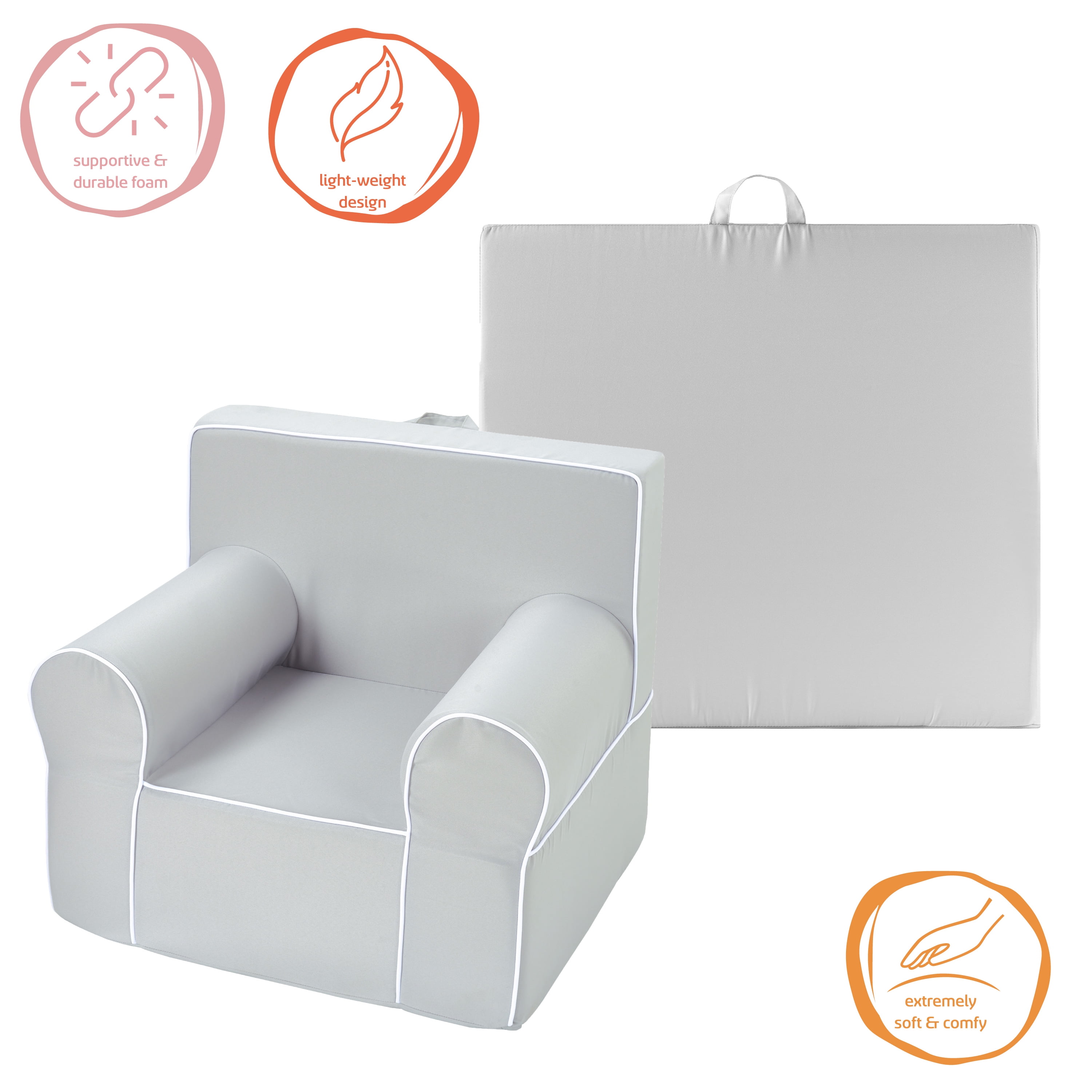American Kids Everywhere Foam Chair Gray 25.25 W x 21 D x 22.5 H Walmart