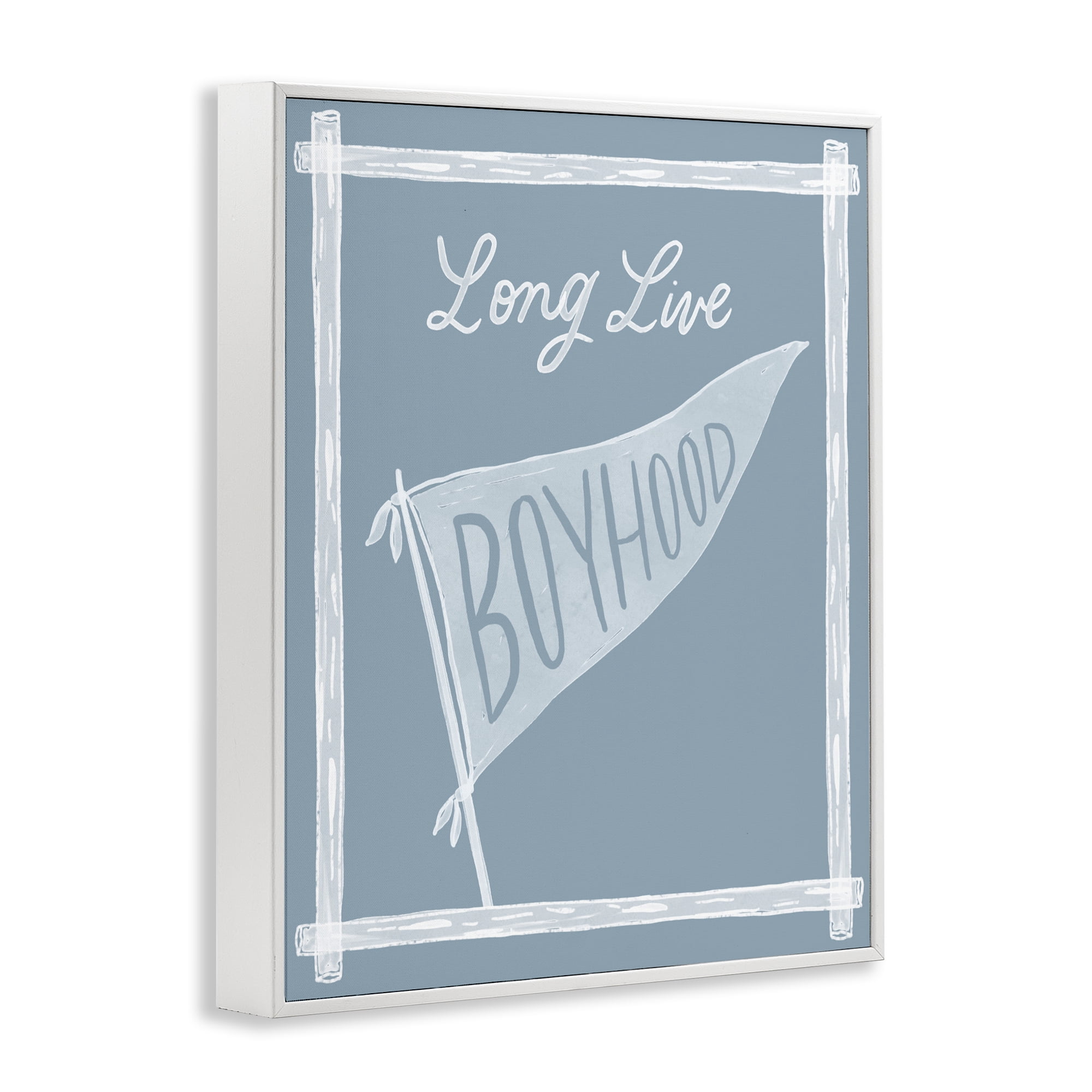 Stupell Industries Long Live Boyhood with Border White Framed Giclee Art, design by Cherrywood Lane
