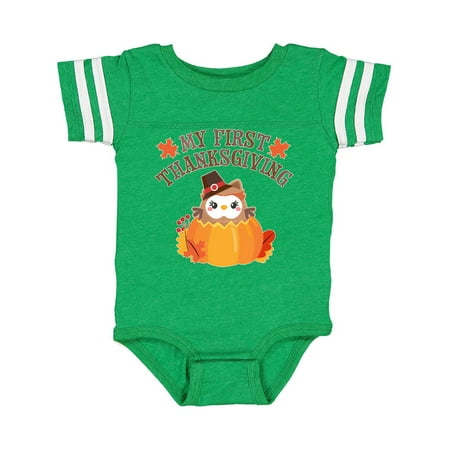 

Inktastic My 1st Thanksgiving Cute Owl in Pumpkin Gift Baby Boy or Baby Girl Bodysuit