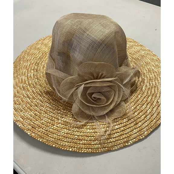 Fine Millinery by August Hat Company Sinamay Wheatstraw Hat, Beige