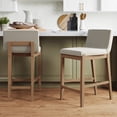 thumbnail image 2 of Nathan James Gracie Modern Counter Height Bar Stool with Back, Counter Stool Upholstered Chair with Natural Flax White Fabric and Brushed Wooden Legs, Natural Flax/Brown, Set of 2, 2 of 2