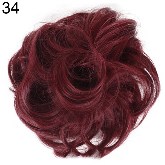 comerut Fashion Women Hair Bun Extension Wavy Curly Messy Donut Chignons Wig Hairpiece