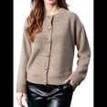 thumbnail image 2 of Suéteres Tipo Cárdigan con Abertura Frontal para Mujer, Chaqueta de Larga con Botones, Ropa de Otoño e Invierno. Caqui L, 2 of 7