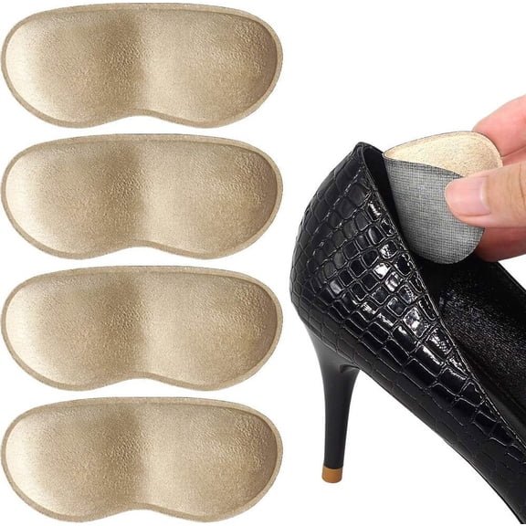 Heel Grips for Men and Women, Self-Adhesive Heel Cushion Inserts Prevent Slipping, Rubbing, Blisters, Foot Pain, and Improve Shoe Fit - 2pairs Extra 1 Shoe Horn (Black)