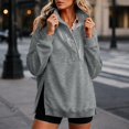 thumbnail image 3 of Mock Neck Sweatshirt for Women Solid Color Button Long Sleeve Loose Relaxed Fit Casual Lightweight Ribbed Cuffs Cozy Classic Everyday Fall Winter Pullover, 3 of 9