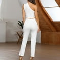 thumbnail image 4 of 2 Piece Pants Set for Women 2 Piece Pants Set for Women Clothing Set Female V-Neck Sleeveless Tops Pants Sets Full Pant Style S_686 Women's Tracksuits White M, 4 of 7