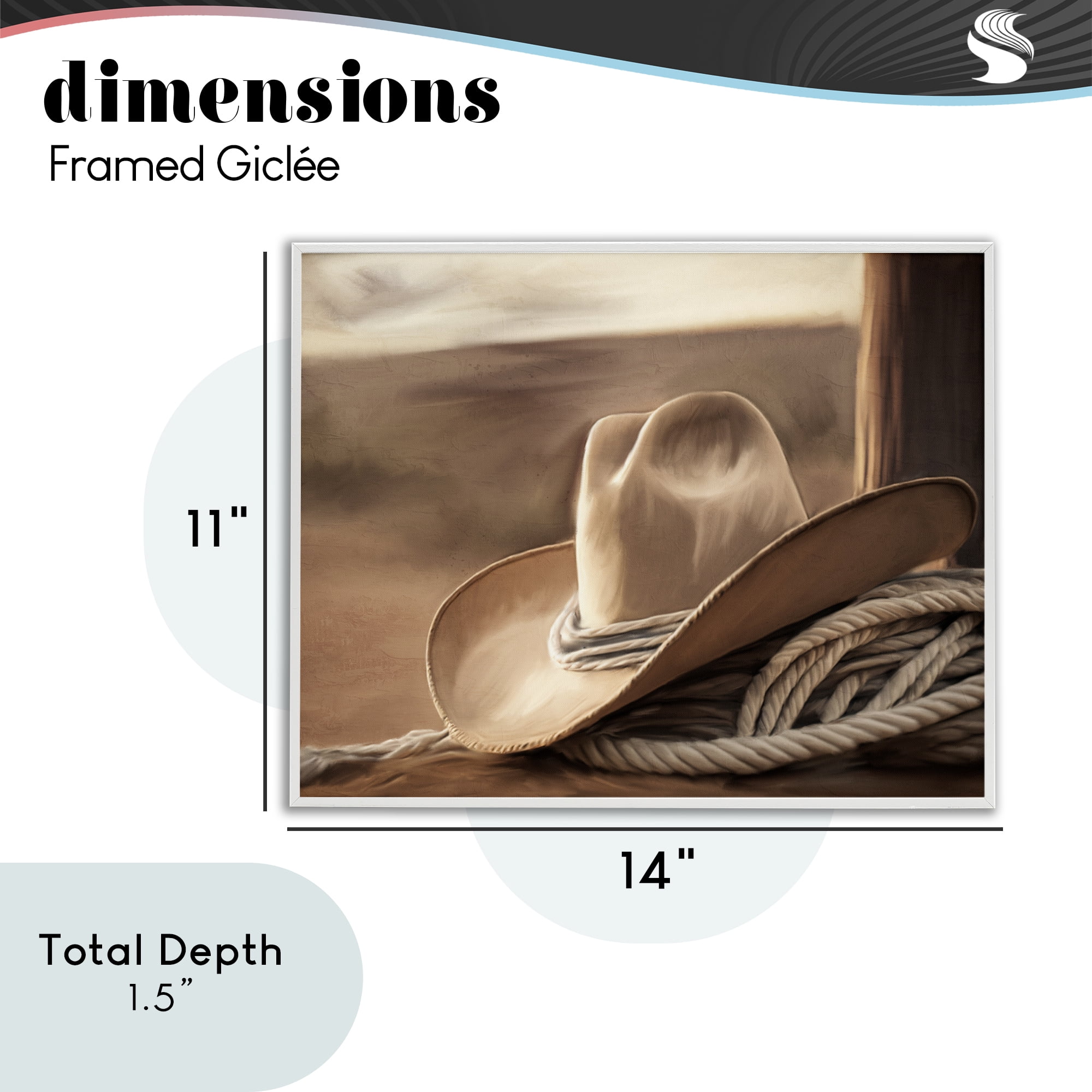 Stupell Industries White Cowboy Hat White Framed Giclee Art, design by Kim Allen