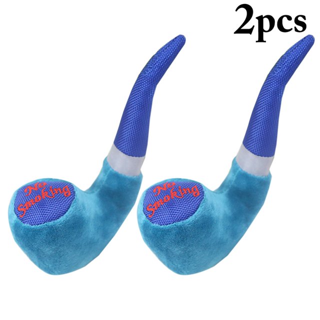2PCS Dog Squeaky Toy Creative Tobacco Pipe Design Cat Plush Toy Pet Chewing Toy