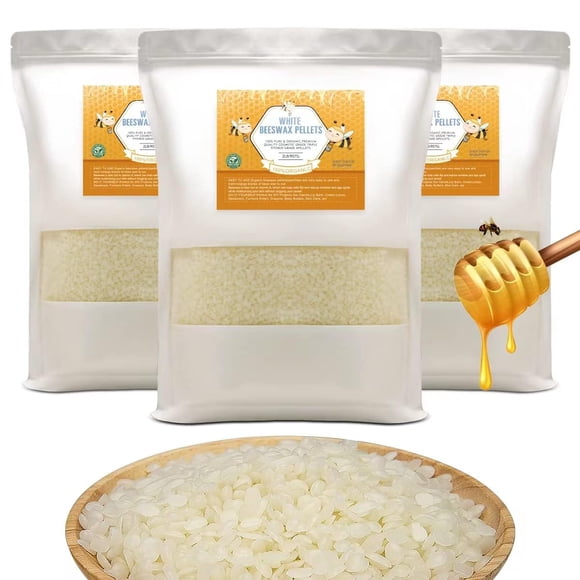Pellets de cera de abejas BINYUAN, color blanco, 2,7 kg, para hacer velas
