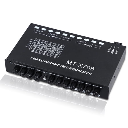 7-Band Car Audio Equalizer, Car Audio Graphic Equalizer, Car Equalizer with Front Rear and Subwoofer Outputs, Adjustable 7 Bands EQ Car Amplifier, 7.3 x 4.3 x1.2 Inch