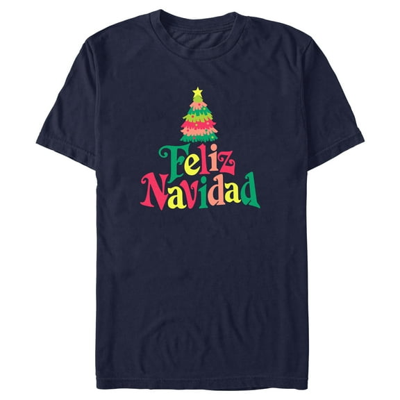 Men's Lost Gods Christmas Tree Feliz Navidad Graphic Tee Navy Blue Small