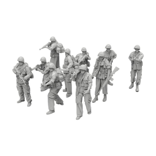 10 piezas de modelos de soldados, maqueta de diorama, escala 1:64, resina sin pintar, juego de juguetes, figuras en miniatura para juegos y