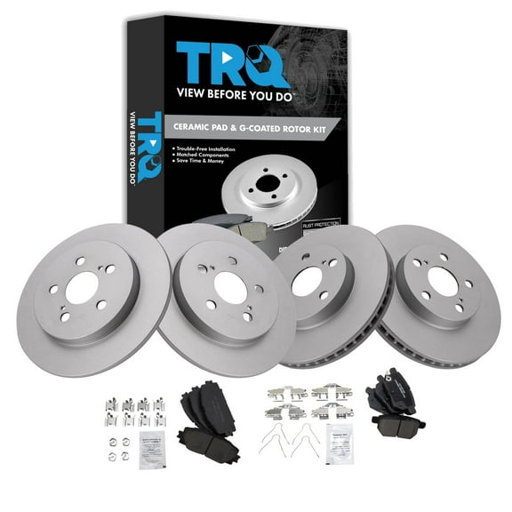 TRQ Front and Rear Brake Pad & Rotor Kit Brake Pads Brake Rotor Ceramic Premium G-Coated Fits Select 2011-2013 Lexus CT200h 2010-2011 Toyota Prius 2012-2015 Prius Plug-In