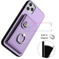 thumbnail image 6 of Allytech Wallet Case for Apple iPhone 12 Pro with Ring Holder Stand, Vintage Premium PU Leather 8 Cards Slots Shockproof Bumper Anti-Scratch Magnetic Closure Case Cover for iPhone 12 Pro,Purple, 6 of 6