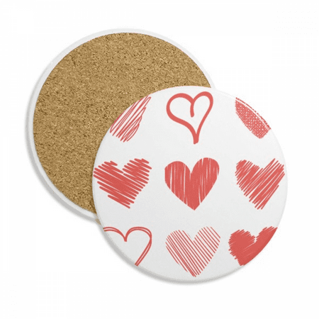 

Valentine s Day Hearts Lines Sketch Coaster Cup Mug Tabletop Protection Absorbent Stone