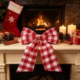 thumbnail image 6 of Bcylexb 3Pcs Gingham Plaid Christmas Bow, 13"x17" Large Checkered Ribbon Bow for Wreath Front Door Xmas Tree Decoration, 6 of 6
