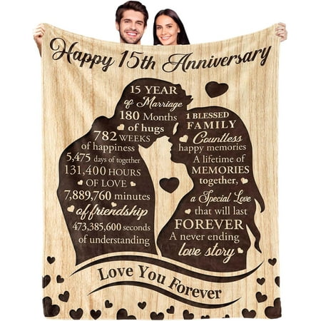 LHSHID 15 Year Anniversary Wedding Gifts for Her Him Blanket Anniversary Wedding Gift 15th Anniversary Marriage Gifts 15th Anniversary Crystal Gifts for Men Wife Husband Couple Throw Blanket 40 x50